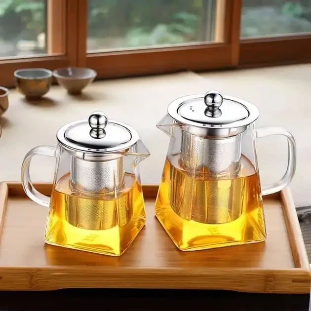 Заварной прозрачный чайник с ситечком для чая и кофе 750 мл - фото 2 - id-p2102826974