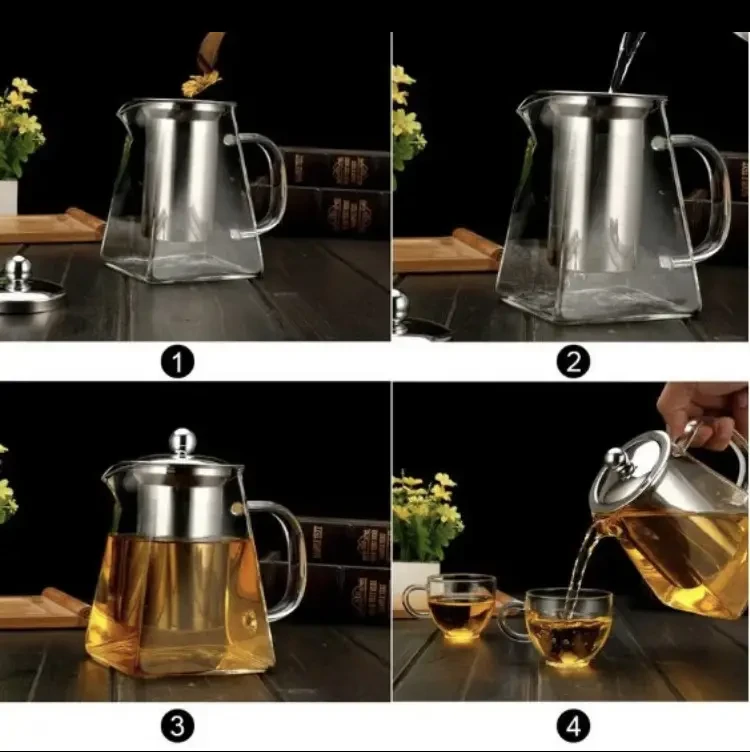 Заварной прозрачный чайник с ситечком для чая и кофе 750 мл - фото 6 - id-p2102826974