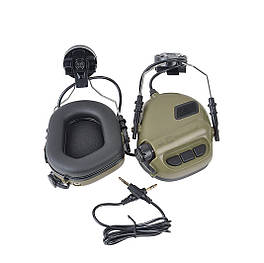 Активні тактичні навушники EArmor M31H MOD3 для шолома green навушники з кріпленням на каску