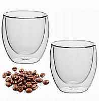 Набор кофейных стаканов с двойными стенками 2 штуки 100 мл Kamille KM-9013