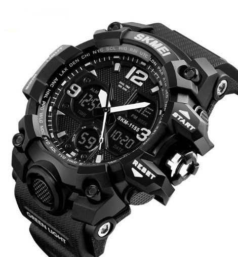 Годинник чоловічий наручний спортивний тактичний чорний годинник, фото 1