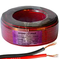 Кабель питания Sound Star 22AWG 2ж 14х0,12мм CU Медь 0,16мм.кв. красно-черный