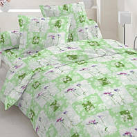 Ткань бязь набивная голд цветы зеленая для постельного белья
