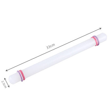 Скалка пластмасова для мастики 33 см (з кільцями), фото 1