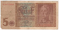 Банкнота, Германия 5 марок 1939-1942. Состояние на фото