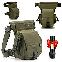 Тактическая сумка 5л + Подарок Фонарь Police BL 511 / Мужская сумка на ногу с системой Molle / Поясная сумка