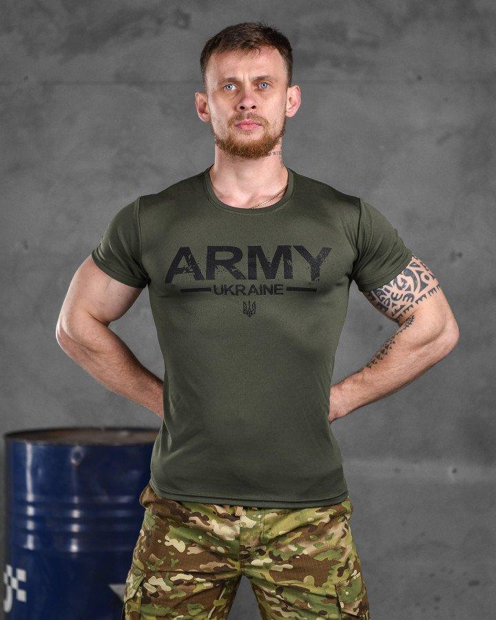 Футболка для ВСУ Odin олива, тактическая футболка coolmax приталенного кроя с принтом Army Ukraine - фото 4 - id-p2102860553