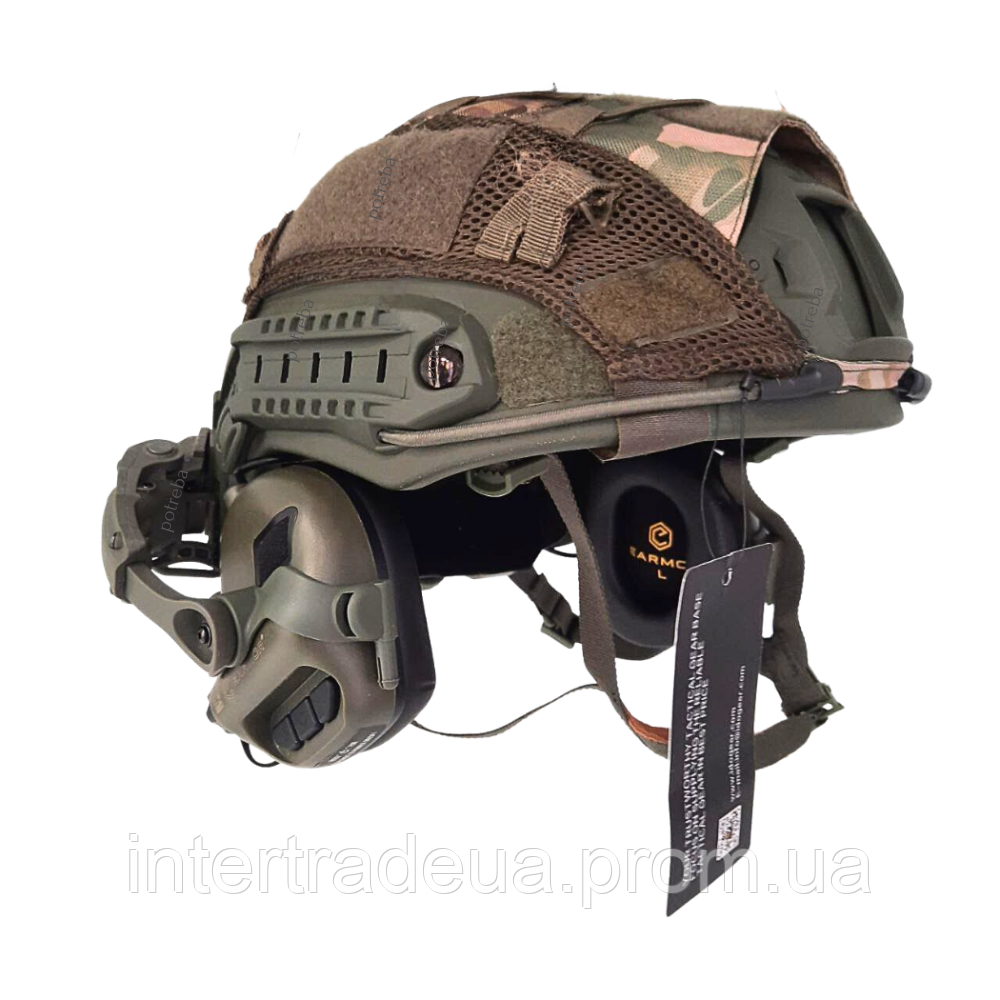 Каска тактическая TOR FAST с наушниками Earmor M31H Баллистический бронешолом Тактический шлем - фото 6 - id-p2102863181