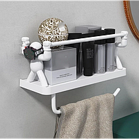 Креативная настенная полка с вешалкой для полотенец органайзер для ванной комнаты с самоклеящейся фиксацией