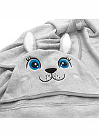 Рушник бамбук / махра Lovely Svi дитяче з капюшоном для ванної, басейну, пляжу - 70 х100 см Сірий Зайчик (150122)