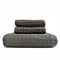 Набір вафельних рушників Lovely Svi 3 в 1: 70 на 140 см, 2 шт - 34на 72 см - Графіт (110823)