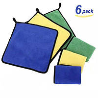 Набор полотенец салфеток 6 шт, размер: 30 x 30 см для домашней уборки, мойки авто - микрофибра