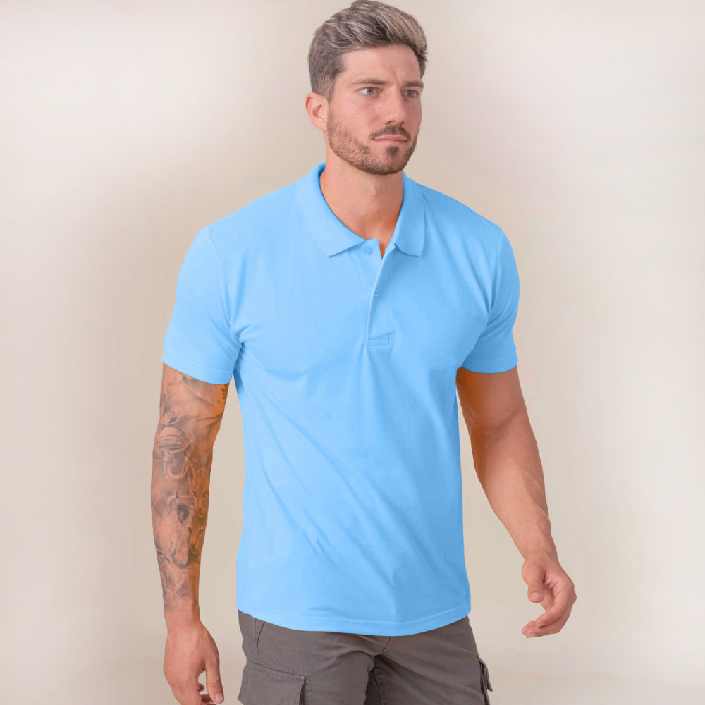 Чоловіча сорочка-поло JHK, POLO REGULAR MAN, блакитна футболка поло, розмір XS