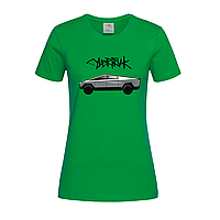 Зеленая женская футболка Tesla cybertruk (15-12-3-зелений)