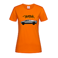 Оранжевая женская футболка Tesla cybertruk (15-12-3-помаранчевий)