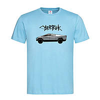 Голубая мужская/унисекс футболка Tesla cybertruk (15-12-3-блакитний)