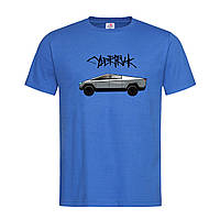 Синяя мужская/унисекс футболка Tesla cybertruk (15-12-3-синій)