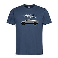 Темно-синяя мужская/унисекс футболка Tesla cybertruk (15-12-3-темно-синій)
