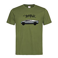 Армейская мужская/унисекс футболка Tesla cybertruk (15-12-3-армійський)