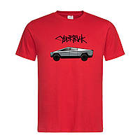 Красная мужская/унисекс футболка Tesla cybertruk (15-12-3-червоний)