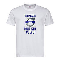 Белая мужская/унисекс футболка Принт Drive your Volvo (15-13-1-білий)
