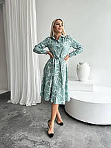 Плаття софт міді з довгими рукавами та поясом розміри норма, фото 2