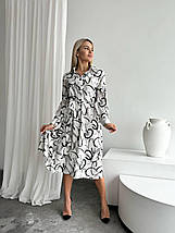 Плаття софт міді з довгими рукавами та поясом розміри норма, фото 4