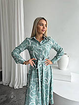 Плаття софт міді з довгими рукавами та поясом розміри норма, фото 3