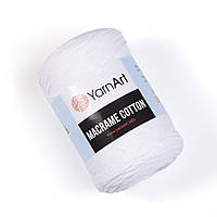 Хлопковый шнур плетеный YarnArt Macrame Cotton, Белый №751, (Янарт Макраме котон) 250 г, 225 м, нити для