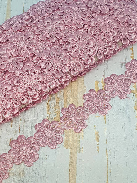 Мереживна квітка 2,5 см, (8 шт квіток), колір-брудно-рожевий, фото 1