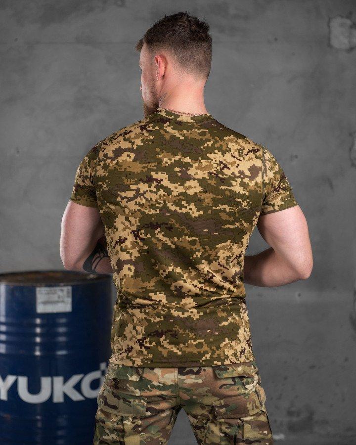 Тактическая футболка приталенного кроя кулир, мужская военная футболка для армии пиксельная - фото 3 - id-p2102897887