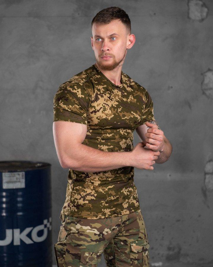 Тактическая футболка приталенного кроя кулир, мужская военная футболка для армии пиксельная - фото 5 - id-p2102897887