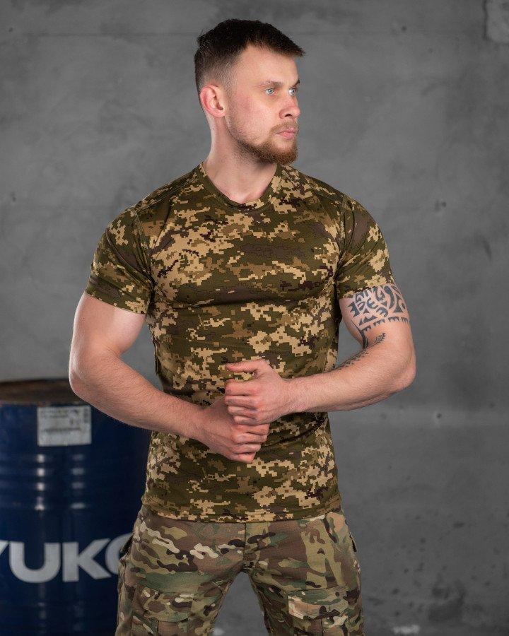 Тактическая футболка приталенного кроя кулир, мужская военная футболка для армии пиксельная - фото 6 - id-p2102897887