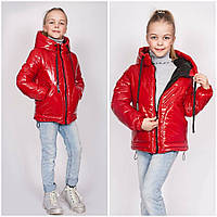 Демісезонна куртка Монклер на дівчинку - весна осінь для підлітка/ Весняна червона модна підліткова (дитяча) демі курточка
