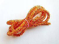 Полый шнур с блестками 6 мм (внутренний 2 мм), цвет оранжевый, 1 м.