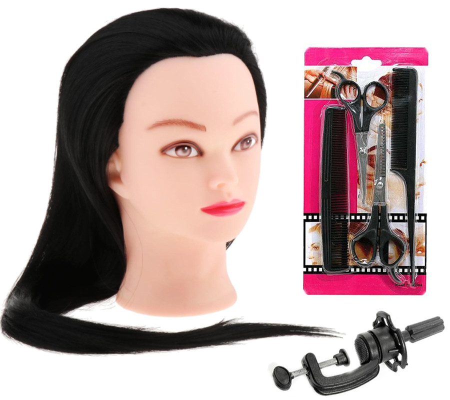 Голова манекен для зачісок та стрижки з набором для стрижки, фото 1