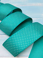 Репсова стрічка в дрібний горох -4 см, колір - бірюзовий, Залишок 1,85 м
