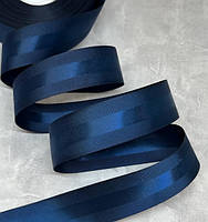 Репсова стрічка з атласною смугою 2,5 см, колір-темно-синій, метр