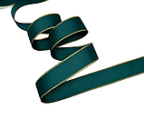 Стрічка репсова з золотим люрексом 2,5 см, темно-зелений, метр, темно-зелений, фото 2