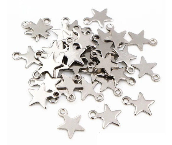 Подвеска Finding Кулон шарм зірка Сталистий Нержавіюча сталь 10 мм x 8 мм 332011