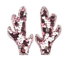 Ріжки-паєтка 3,5*7 см, колір-рожевий, 1 пара, Рожевий