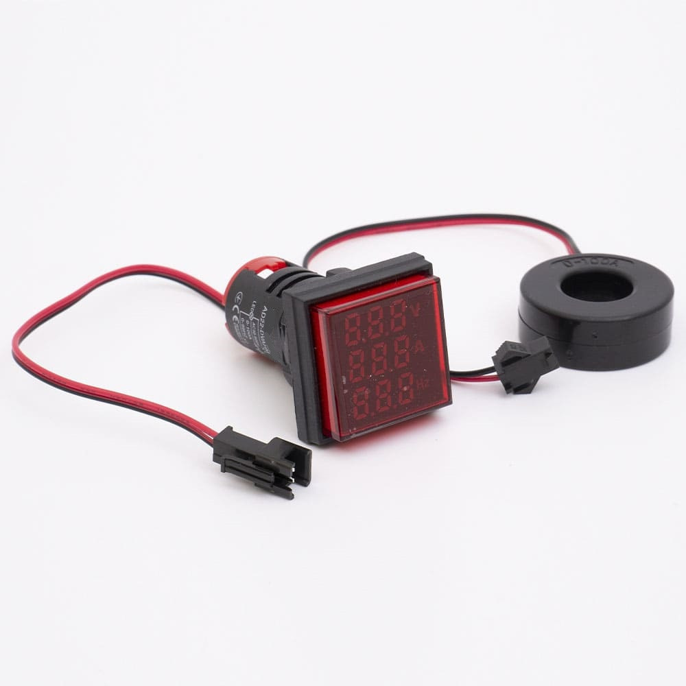 Світлодіодний індикатор 3 в 1 AD22-DVAHM АC 50-500В, 0-100А, 0-99Hz, червоний