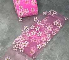 Фатин 6 см -Квітка, колір -яскраво-рожевий, метр