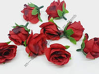 Бутон Розы (ткань) 3,5 см, цвет красный, шт., Червоний