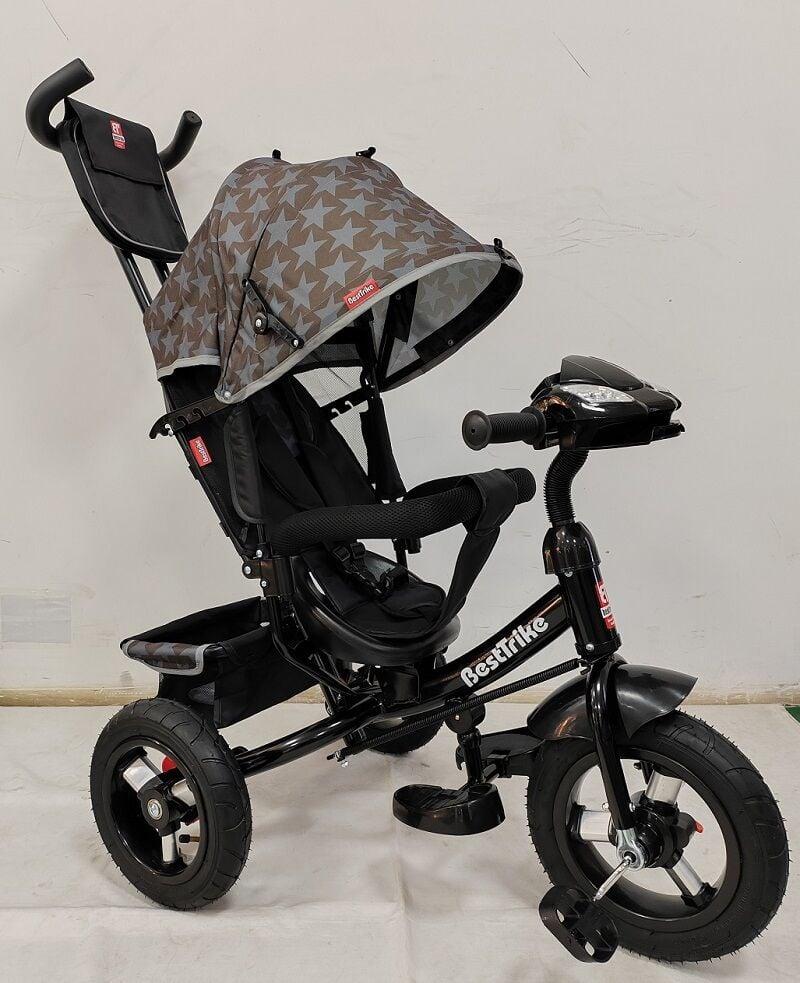 Дитячий велосипед-коляска триколісний 3390 / 40-055 "Best Trike" ФАРА З USB, надувні колеса, ровер, фото 1