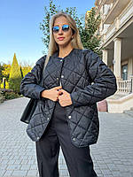 Жіноча стібана куртка демі : 42-44;46-48 чорна, беж