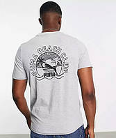 Puma graphic tee light gray heather beach club 539608 04 мужская футболка майка оригинал серая