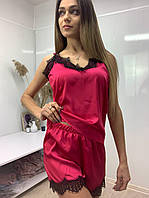 Майка шорти шовкові з ніжним мереживом