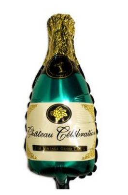 Фольгована кулька міні-фігура "Бутилка шампанського" зелена (25см) 1шт.