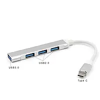 Разветвитель USB 3.1 HUB USB-хаб на 4 порта TYPE C, металлический